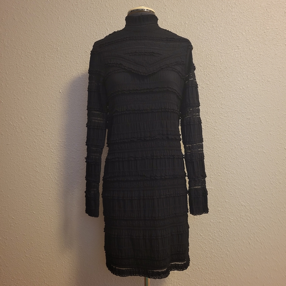 NWT by TiMo Black Stretch Lace Victorian Dress Size Medium